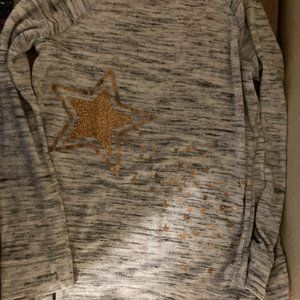 More Than Magic Sweater Girls Large 10/12 Marled Gray with Gold Star Graphic
